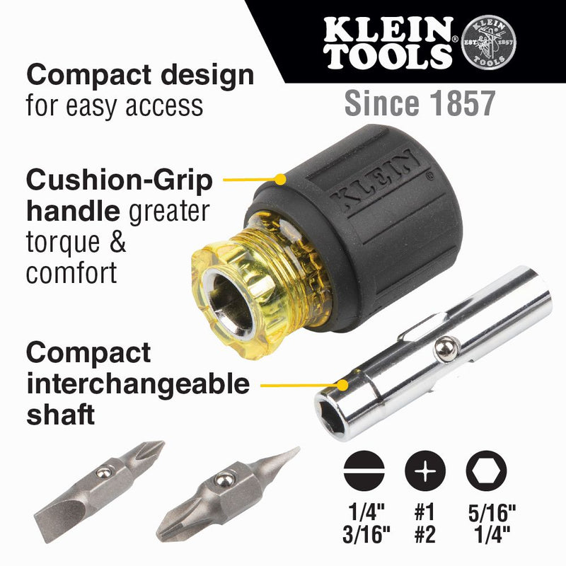 KLEIN TOOLS TOOL MULTI-BIT STUBBY 6 IN 1 T38480