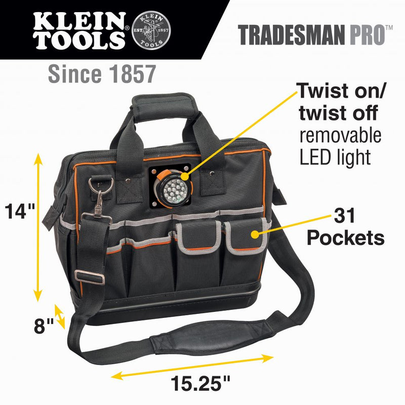 KLEIN TOOLS TOOLBAG 31PKT 14HX15.25LX8W IN T43120