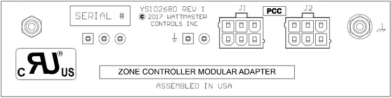 AAON CONTROLS VAV/ZONE CONTROLLER POWER/COMM CABLE PCC MODULAR ADAPTER ASM02188