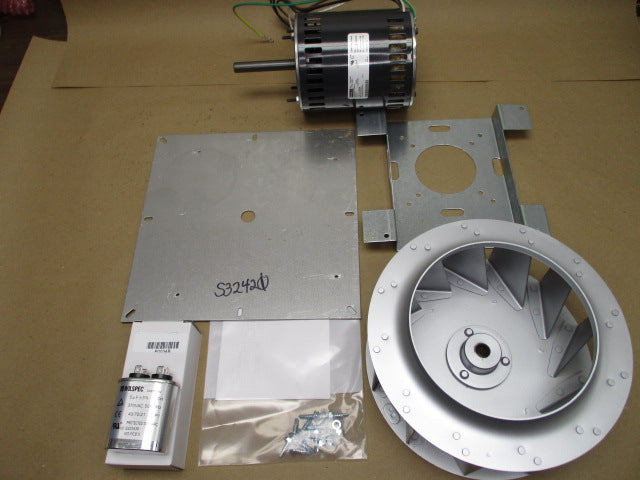 AAON Induced Draft Kit 460V NOT ASSEMBLED INCLUDES 1 EACH P4847B (Motor),P00340 (Capacitor), P79910 (Wheel), S17216 (Hardware), S21323 (Bracket), S21304 (Bracket) S32420A