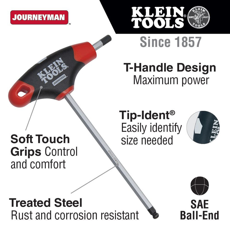 KLEIN TOOLS WRENCH ALLEN 1/2  T-HANDLE BALL END  JTH6E17BE T57690